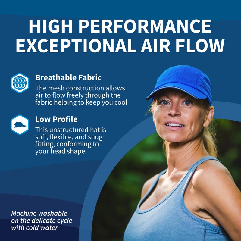 TrailHeads Women's Race Day Performance Running Cap, Lightweight & Quick Drying Mesh Sports Hat with Reflective Trim, Adjustable Fit - White-Cool Blue 2-pk - Image 5